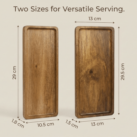 Acacia Wood Serving Trays — Set of 2 (Small + Large)