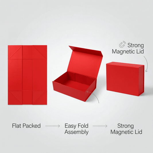 Red Magnetic Gift Boxes 3-Pack (33 × 25 × 12 cm)