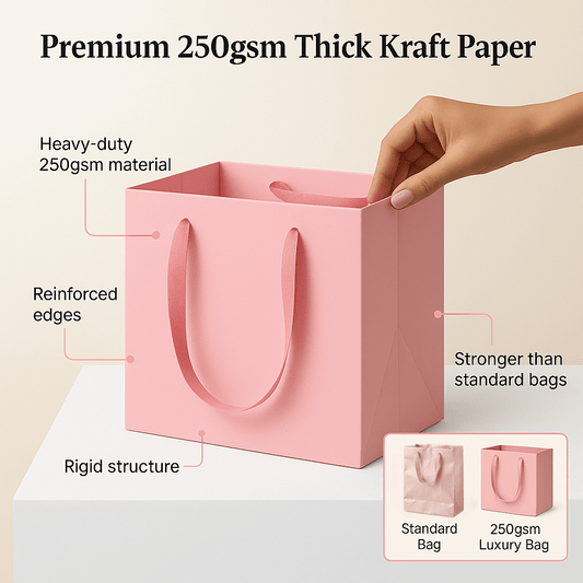 Pink Luxury Square Gift Bags — 10 Pack (25 × 25 × 25 cm)