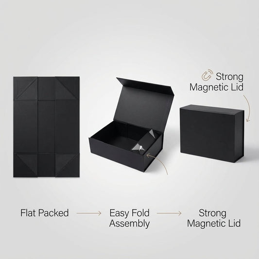 Black Magnetic Gift Boxes 2 OR 3-Pack (33 × 25 × 12 cm)