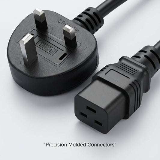 UK Plug to IEC C19 Power Cable (1.6M or 3M Lengths)