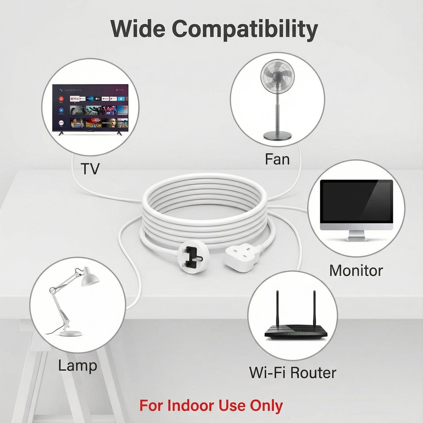 Single-Outlet Extension Cord - 2M/3M/5M/10M