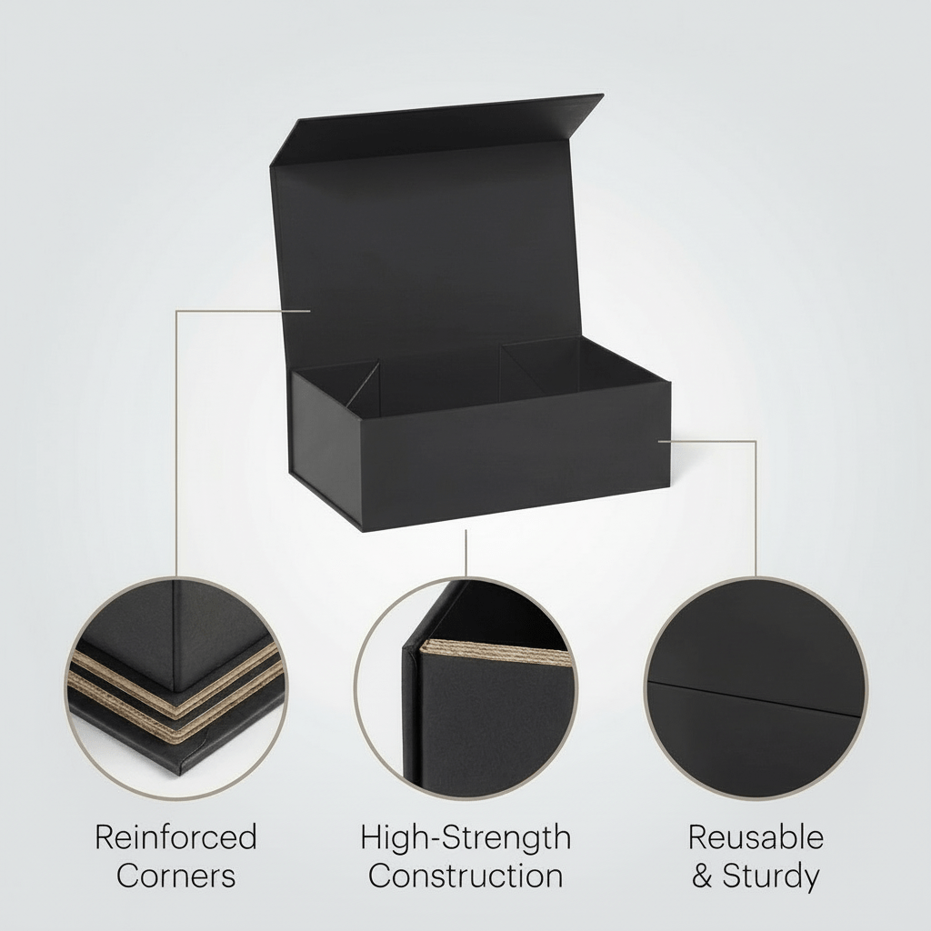 Black Magnetic Gift Boxes 2 OR 3-Pack (33 × 25 × 12 cm)