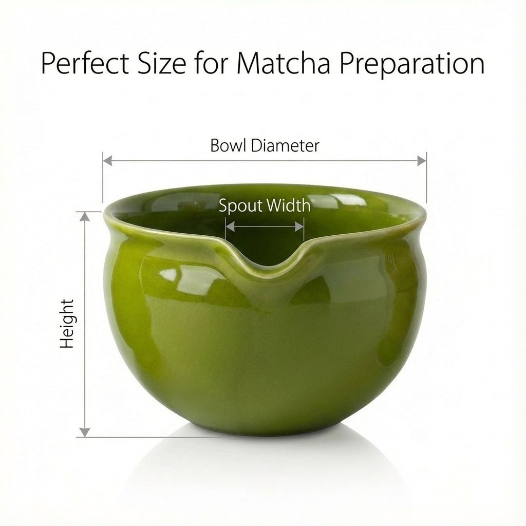 Matcha Tea Set — 4-Piece Japanese Kit (Green Ceramic Bowl)