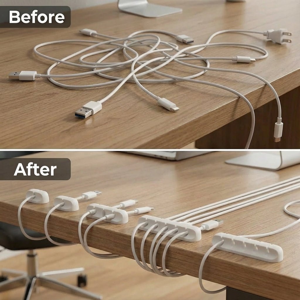 5-Pack Self-Adhesive White Cable Clips