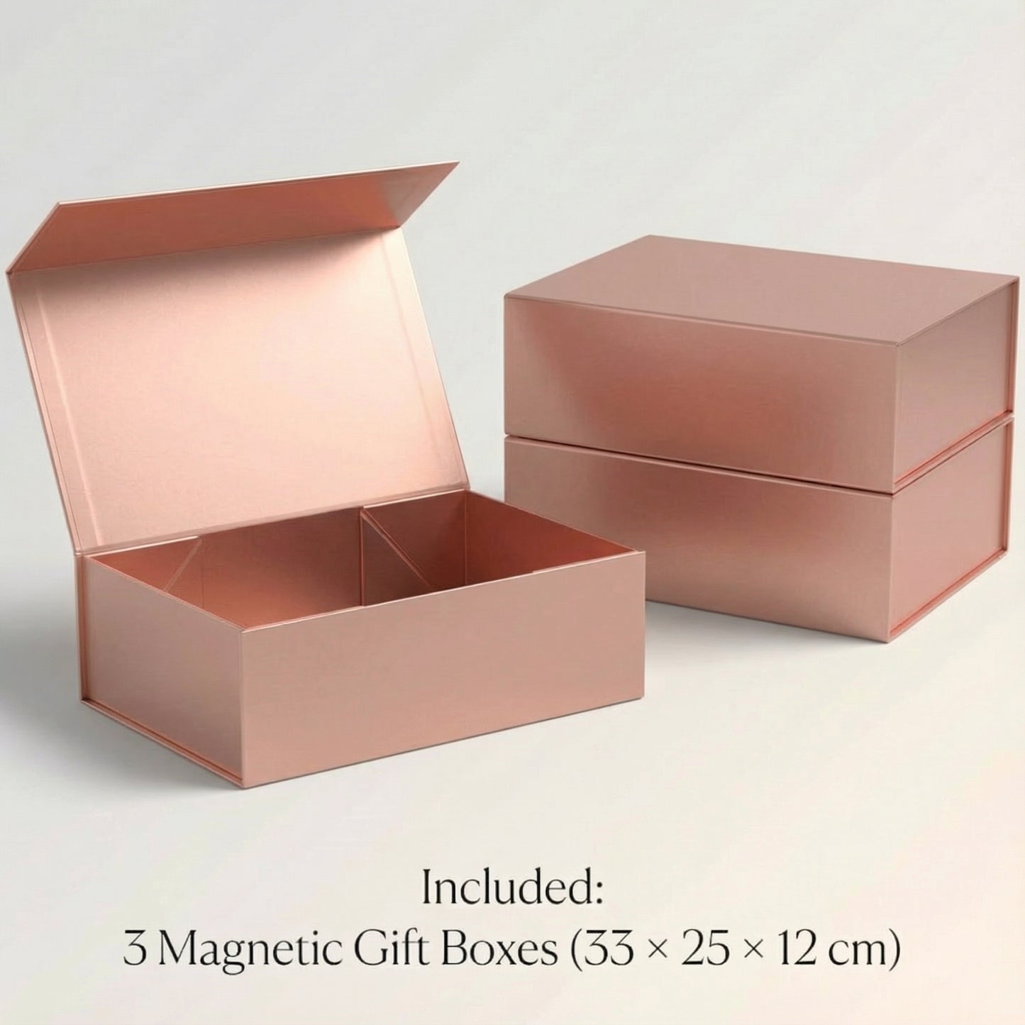 Rose Gold Magnetic Gift Boxes 3-Pack (33 × 25 × 12 cm)