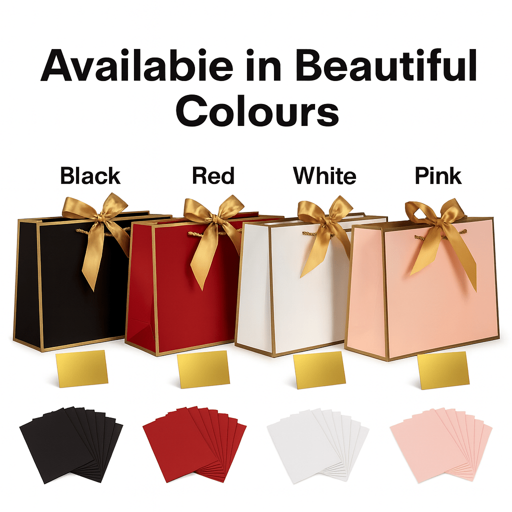 Red Luxury Gift Bags with Gold Trim (Set of 6)