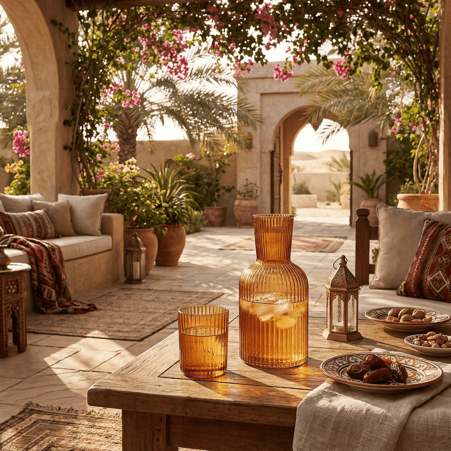 Bedside Glass Carafe + Cup Set (Orange)