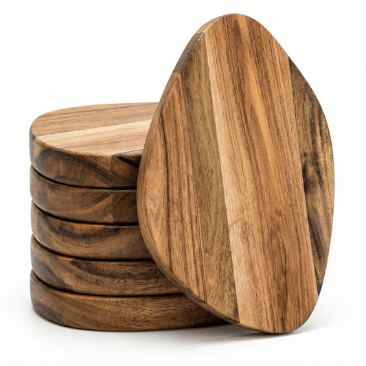 Acacia Wood Coasters — Set of 6