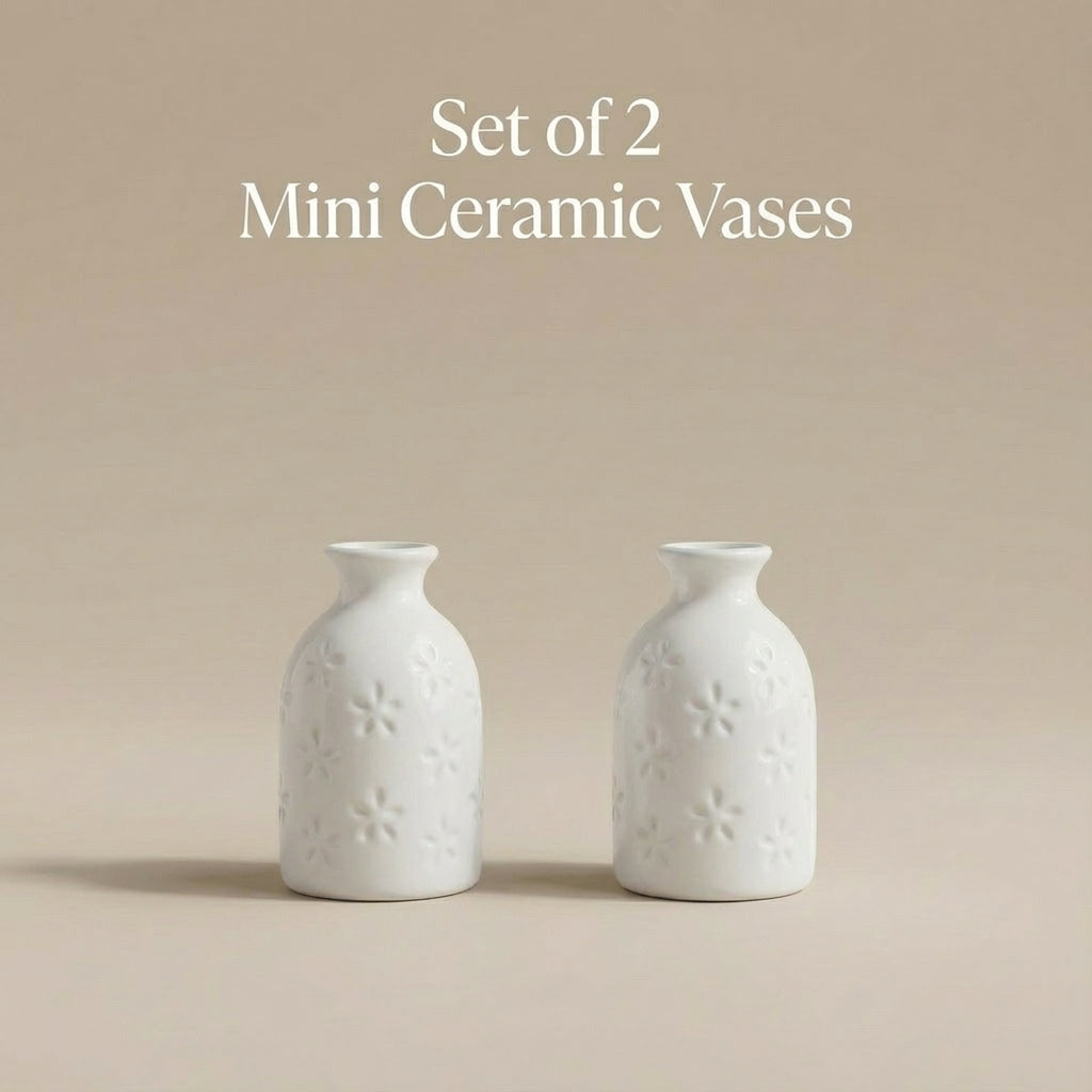 Mini Floral Ceramic Vases – Set of 2