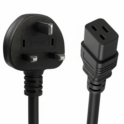 UK Plug to IEC C19 Power Cable (1.6M or 3M Lengths)