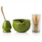 Matcha Tea Set — 4-Piece Japanese Kit (Green Ceramic Bowl)