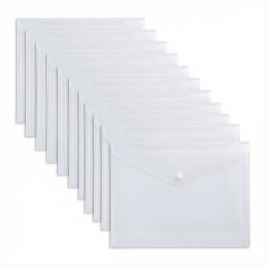 A4 Plastic Document Envelopes 12 Pack (Transparent)