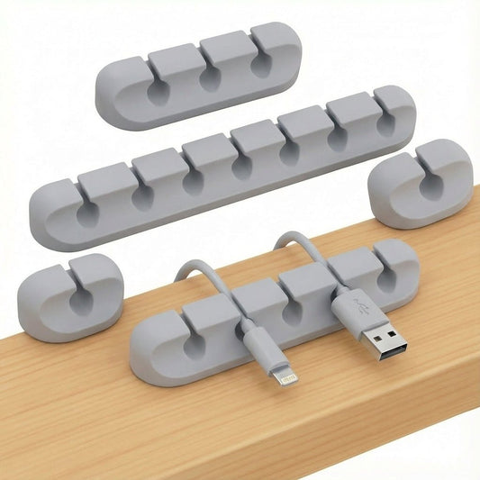 5-Pack Self-Adhesive Grey Cable Clips