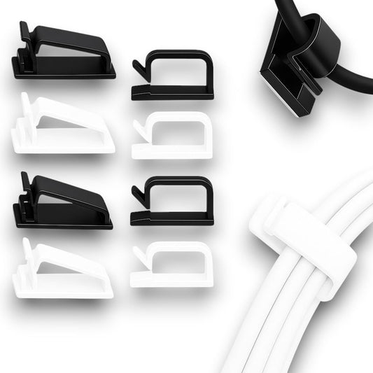 Cable Management Clips 50-Pack (Black & White)