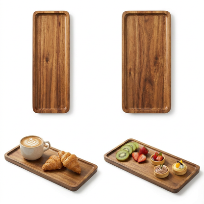 Acacia Wood Serving Trays — Set of 2 (Small + Large)