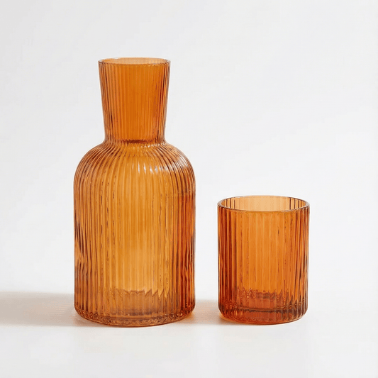 Bedside Glass Carafe + Cup Set (Orange)
