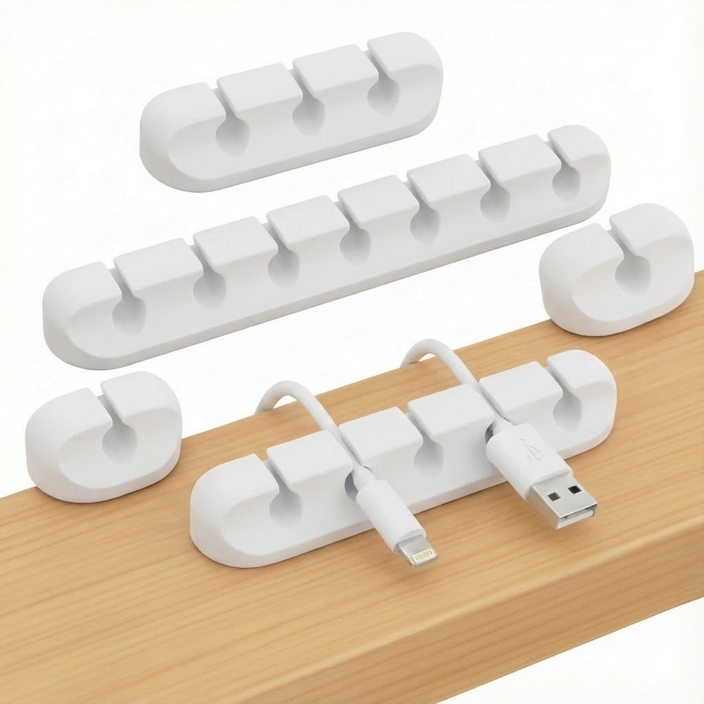 5-Pack Self-Adhesive White Cable Clips