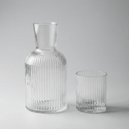 Bedside Glass Carafe + Cup Set (Clear)