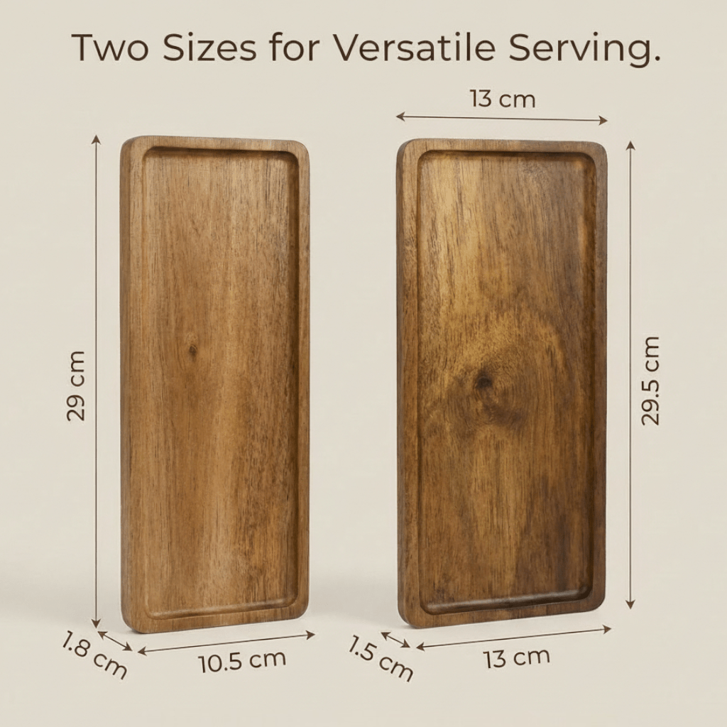 Acacia Wood Serving Trays — Set of 2 (Small + Large)