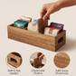 Acacia Wood Tea Caddy — 3-Compartment
