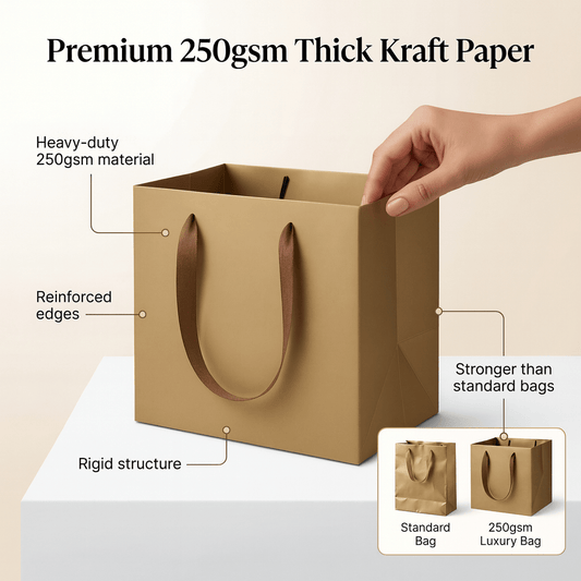 Gold Luxury Square Gift Bags — 10 Pack (20 × 20 × 20 cm)