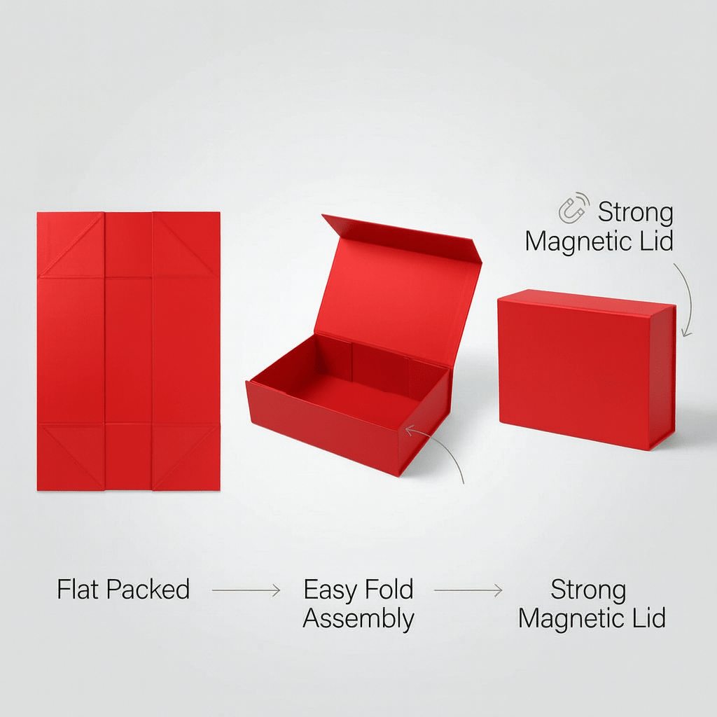 Red Magnetic Gift Boxes 3-Pack (33 × 25 × 12 cm)
