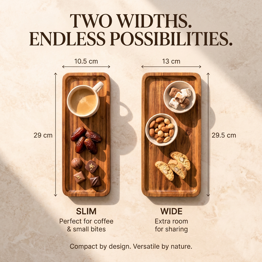 Acacia Wood Serving Trays — Set of 2 (Small + Large)