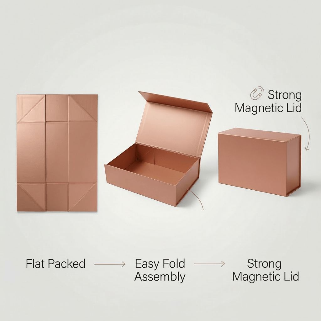 Rose Gold Magnetic Gift Boxes 3-Pack (33 × 25 × 12 cm)