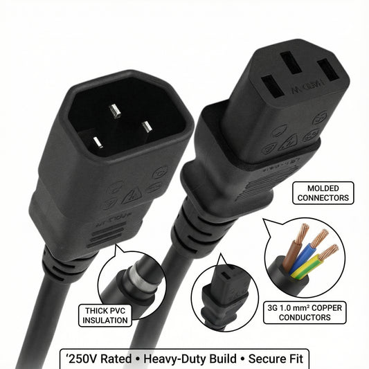 IEC C13 to C14 Power Extension Cable