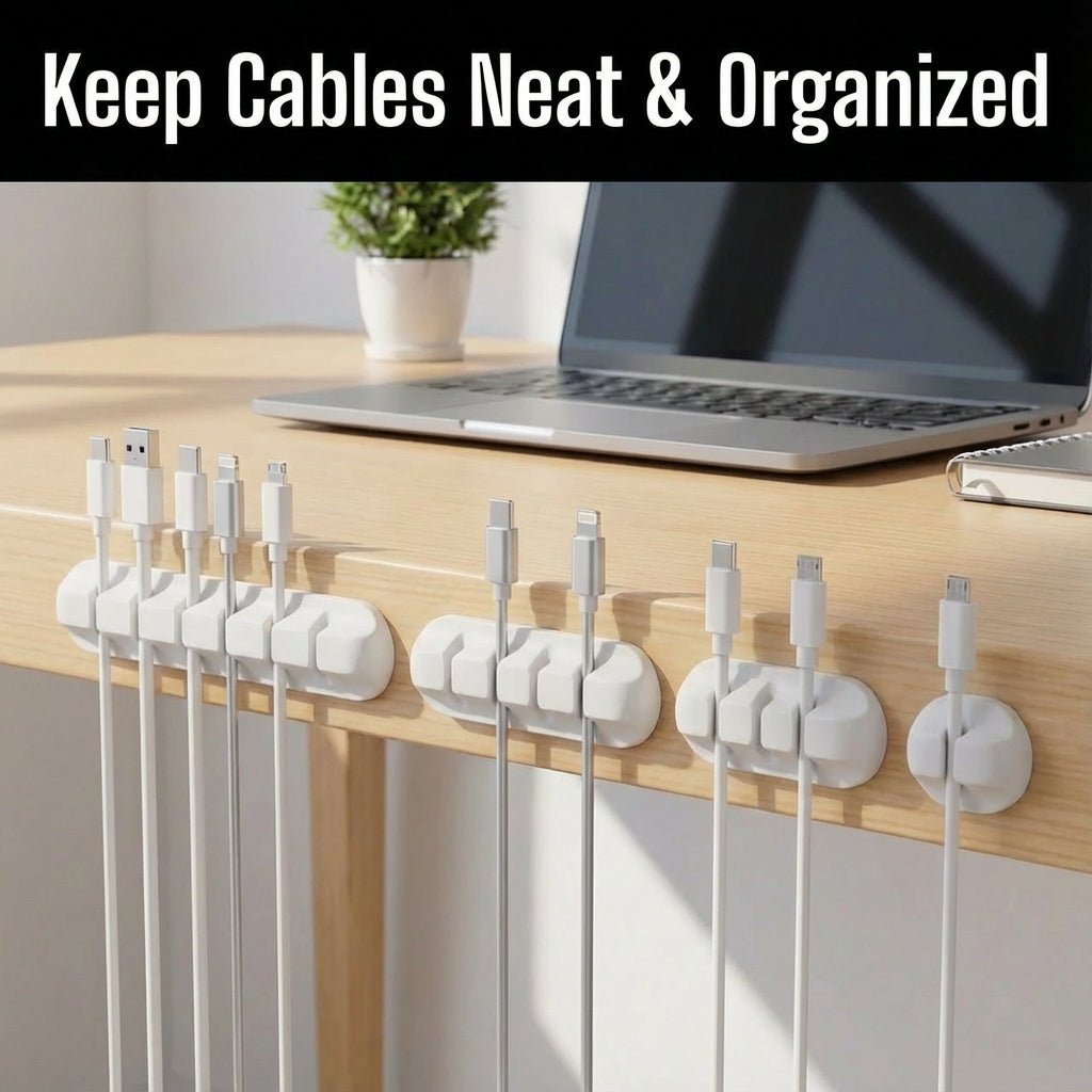 5-Pack Self-Adhesive White Cable Clips