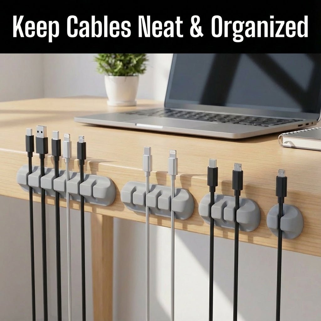 5-Pack Self-Adhesive Grey Cable Clips