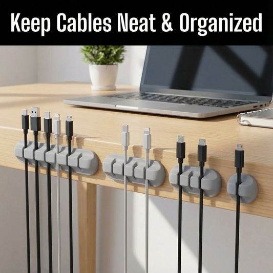 5-Pack Self-Adhesive Grey Cable Clips