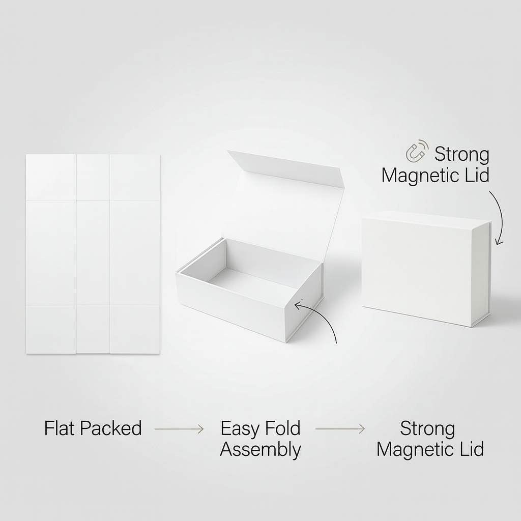 White Magnetic Gift Boxes 2 OR 3-Pack (33 × 25 × 12 cm)