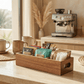 Acacia Wood Tea Caddy — 3-Compartment