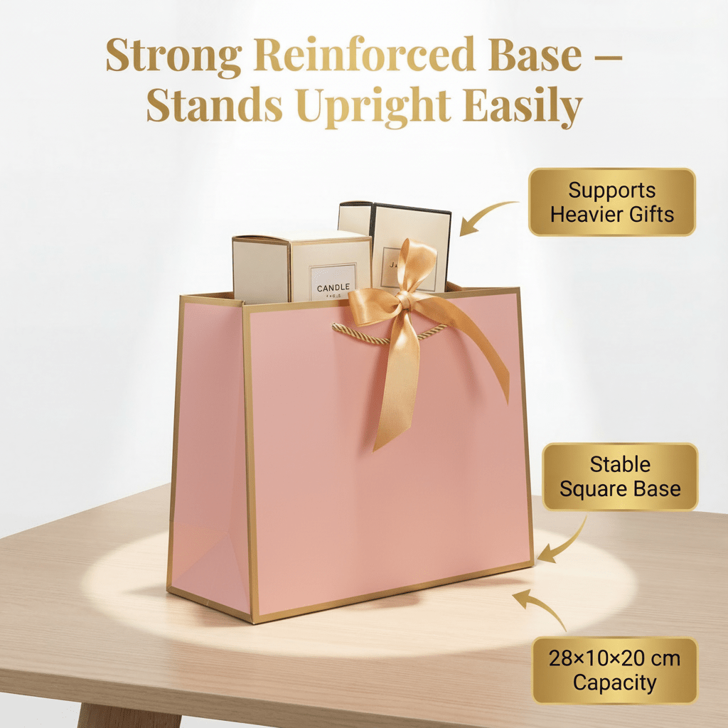 Pink Luxury Gift Bags with Gold Trim (Set of 6)