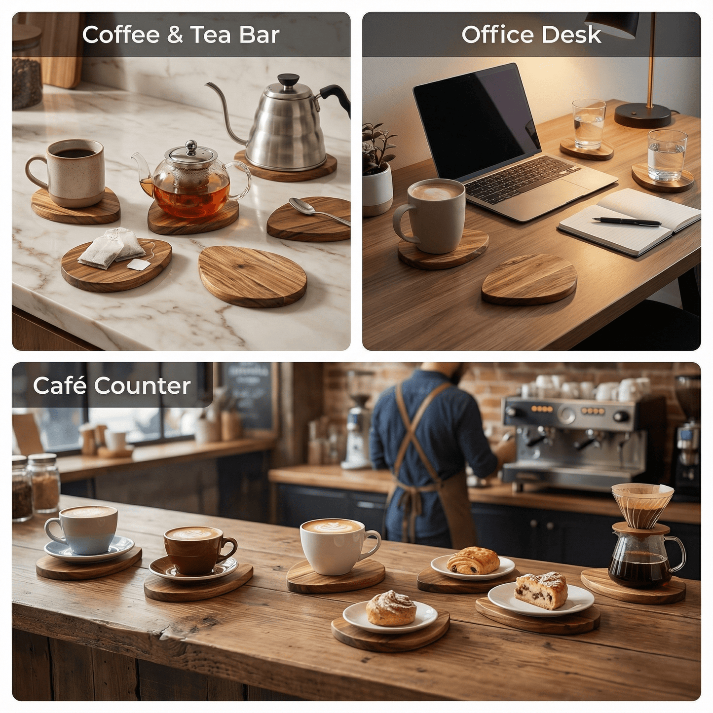 Acacia Wood Coasters — Set of 6