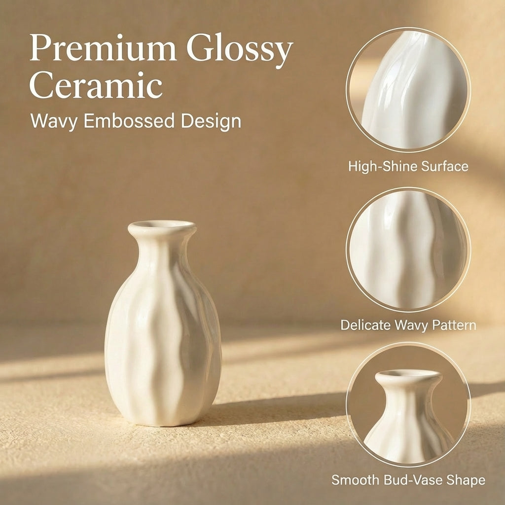 Mini Wavy Ceramic Vases – Set of 2
