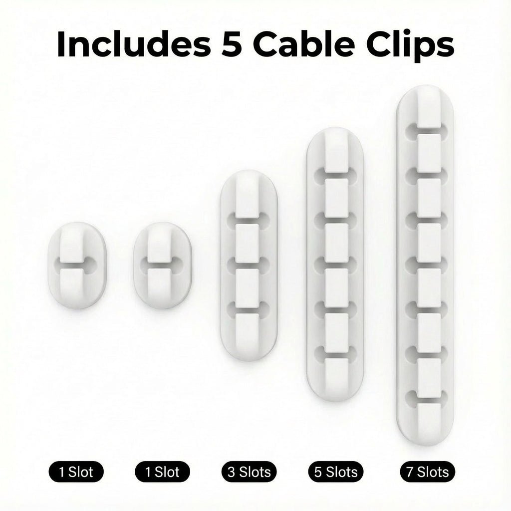 5-Pack Self-Adhesive White Cable Clips