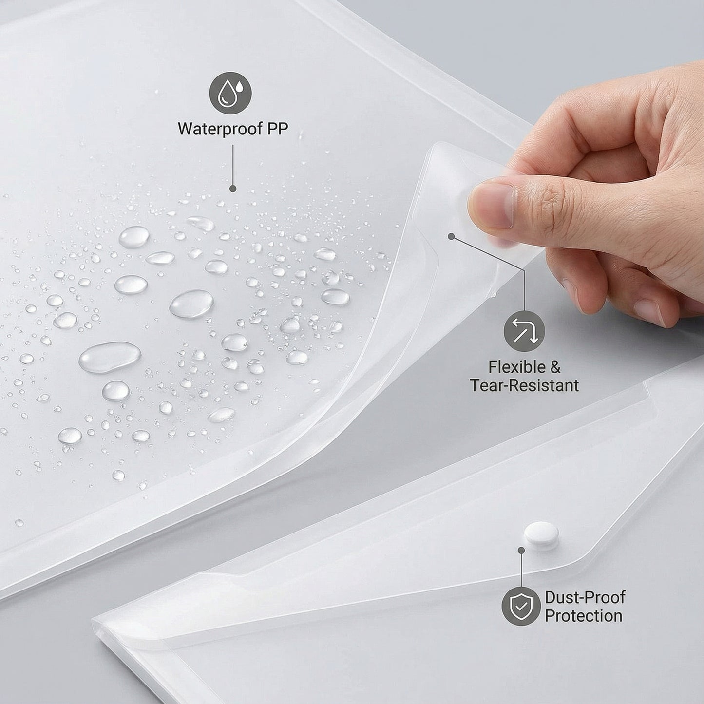 A4 Plastic Document Envelopes 12 Pack (Transparent)