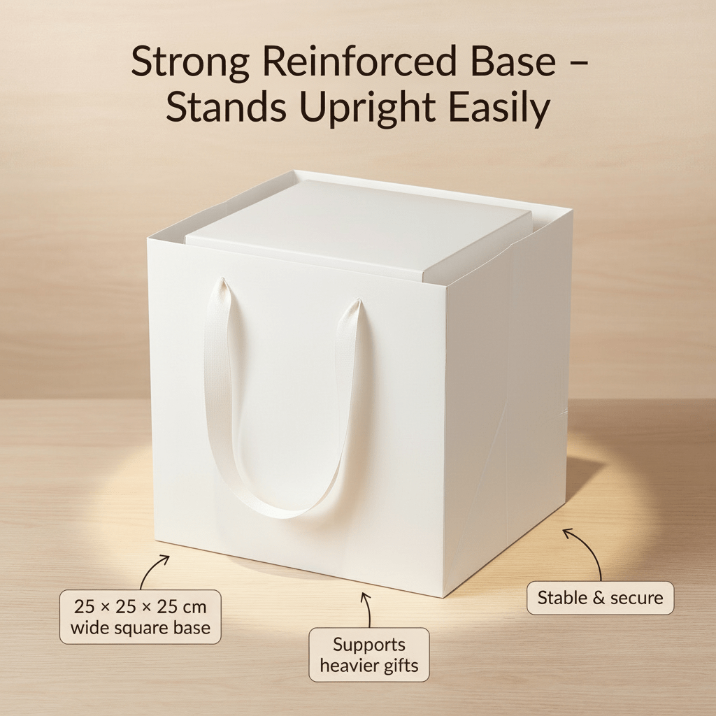 White Luxury Square Gift Bags — 10 Pack (25 × 25 × 25 cm)