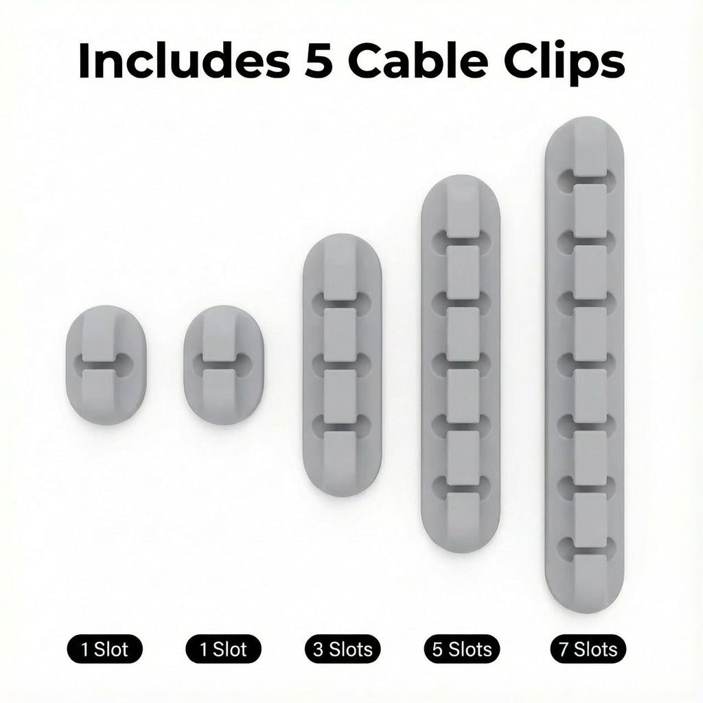 5-Pack Self-Adhesive Grey Cable Clips