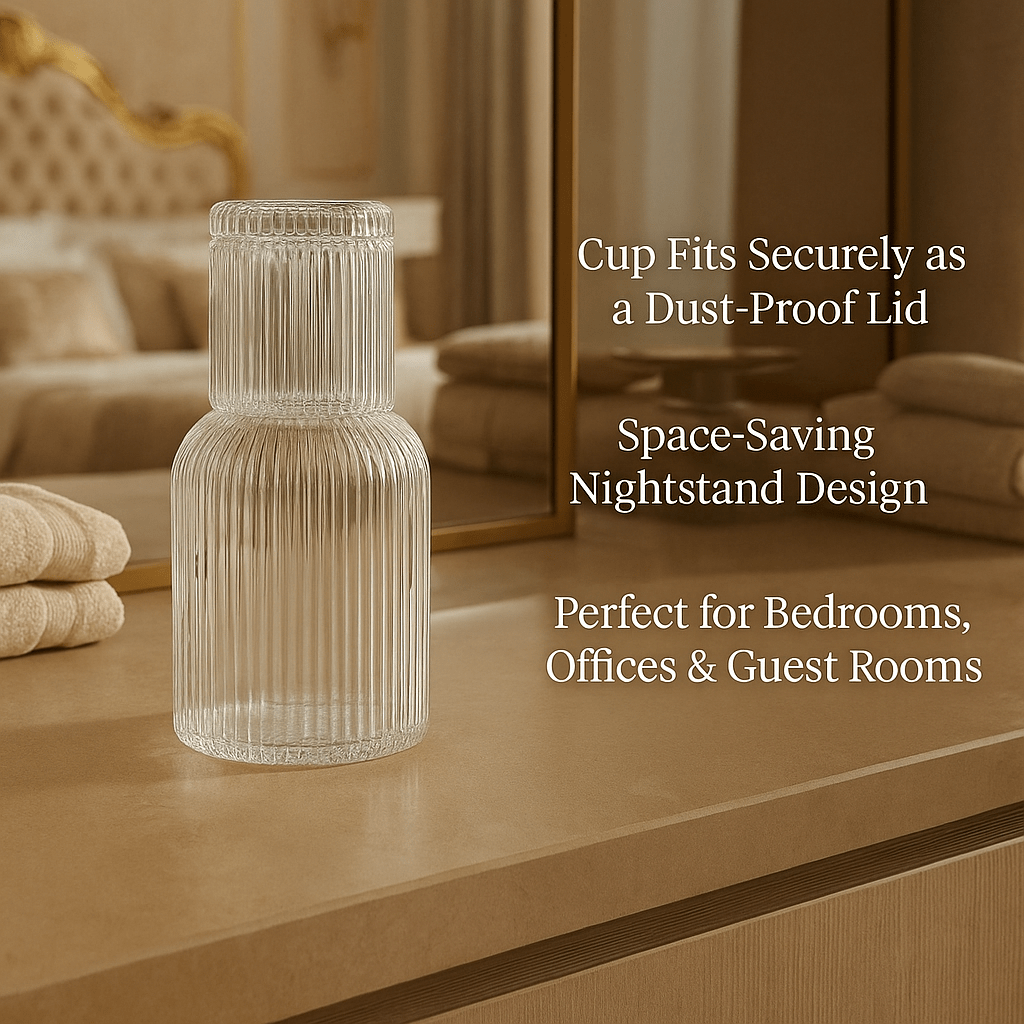 Bedside Glass Carafe + Cup Set (Clear)