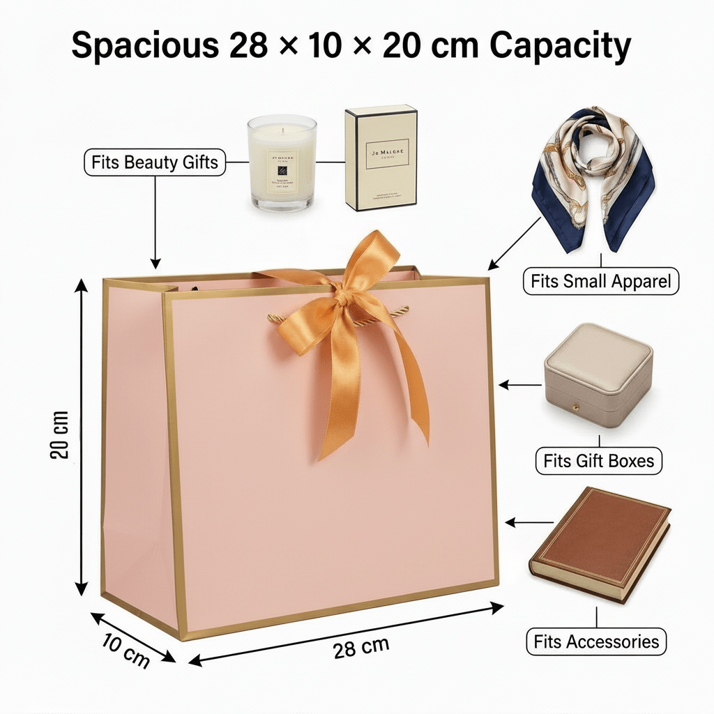 Pink Luxury Gift Bags with Gold Trim (Set of 6)