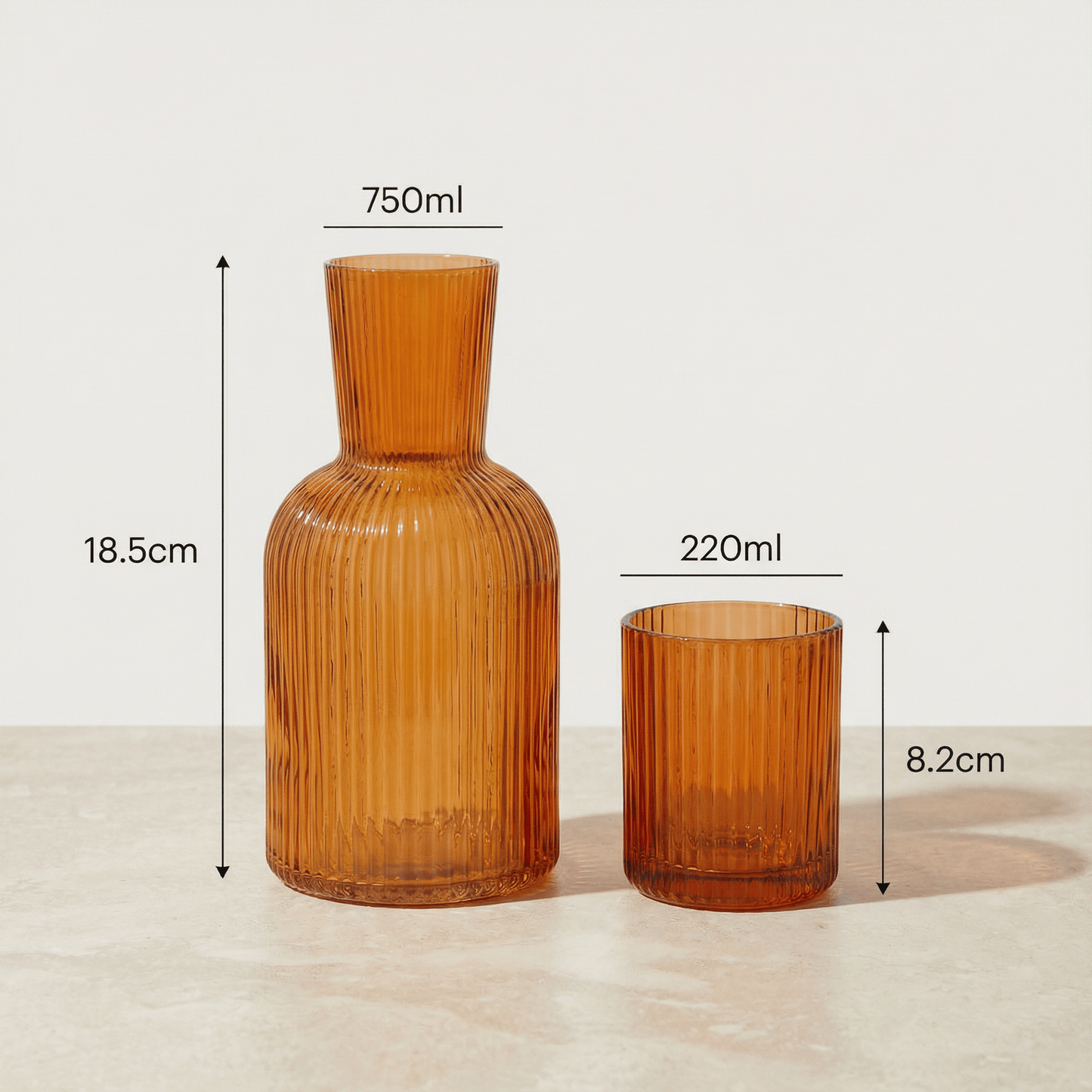 Bedside Glass Carafe + Cup Set (Orange)