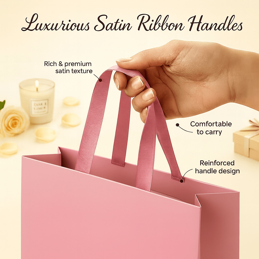 Pink Luxury Square Gift Bags — 10 Pack (25 × 25 × 25 cm)