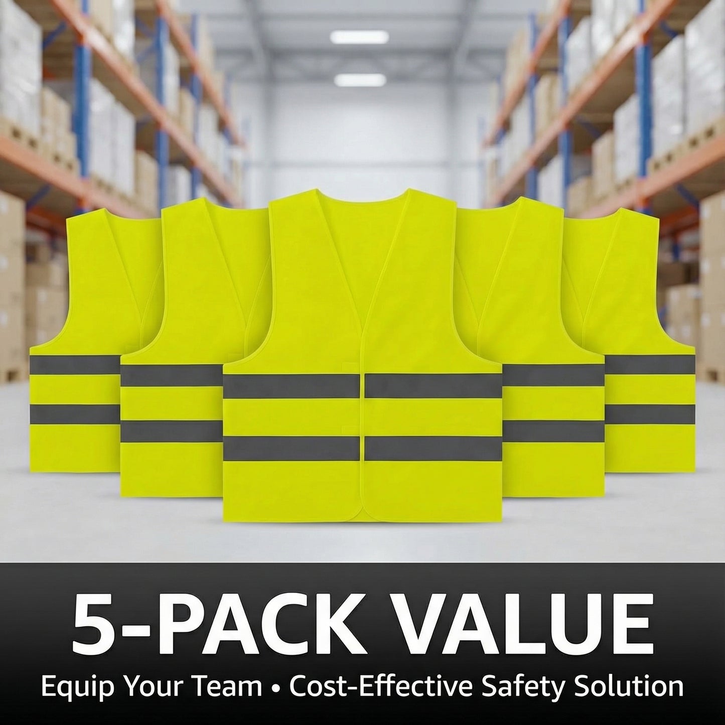 Reflective Safety Vests — 5 Pack
