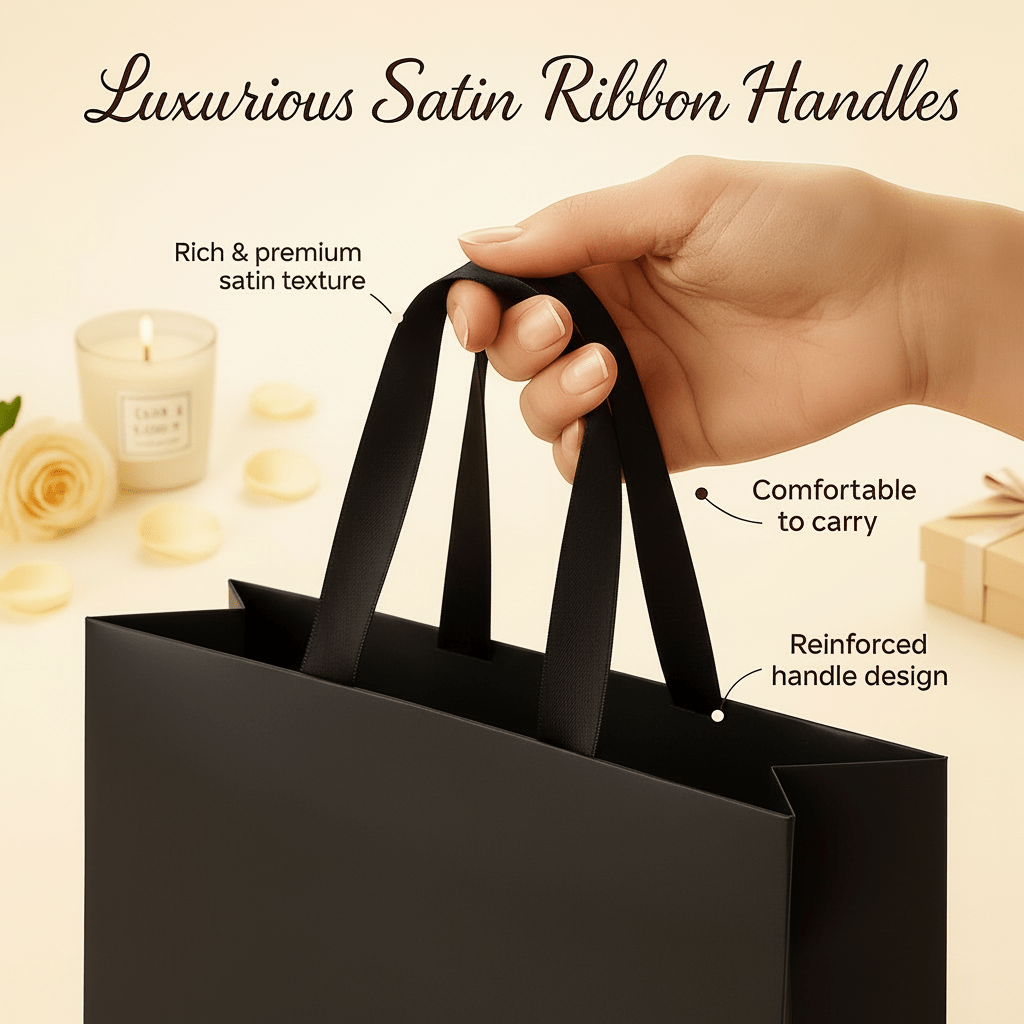 Black Luxury Square Gift Bags — 10 Pack (25 × 25 × 25 cm)