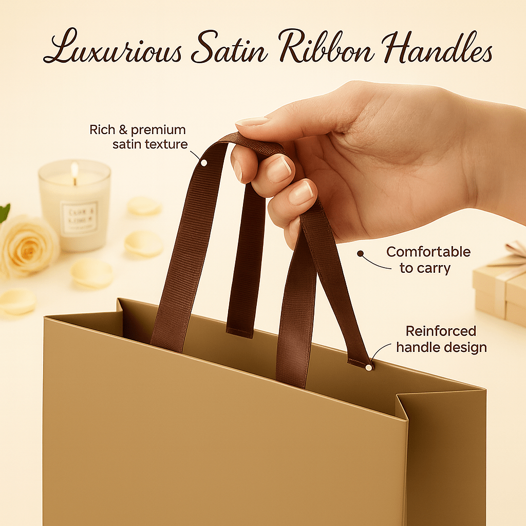 Gold Luxury Square Gift Bags — 10 Pack (20 × 20 × 20 cm)