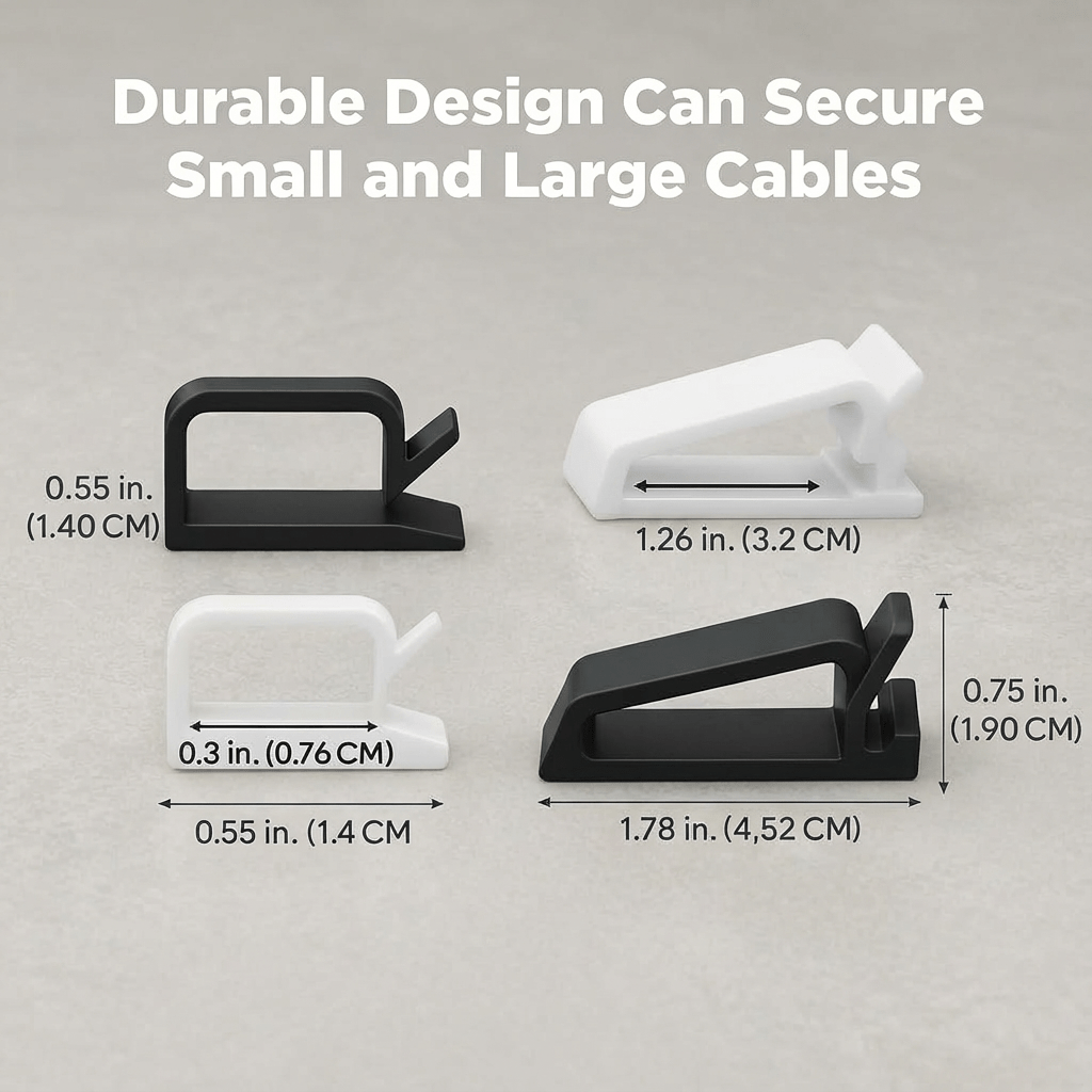 Cable Management Clips 50-Pack (Black & White)